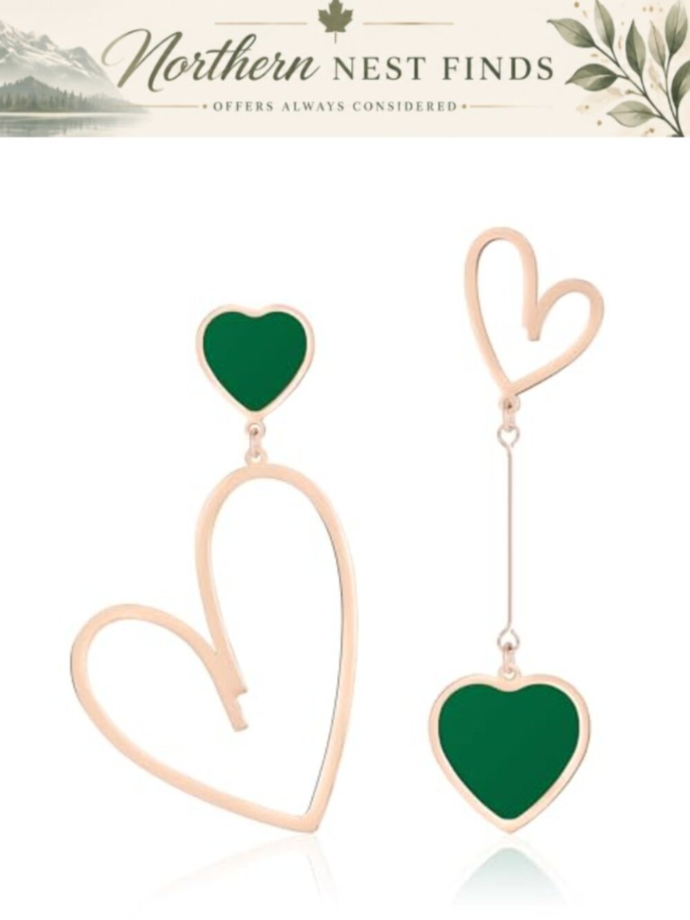 Titanium Stainless Steel Heart Dangle Drop Earrings Asymmetrical Mismatched